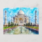 Taj Mahal, India waterverf briefkaart (Voorkant)