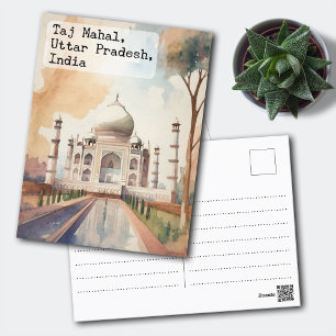 Taj Mahal, India  Waterverf Reizen Briefkaart