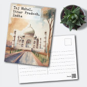 Taj Mahal, India  Waterverf Reizen Briefkaart
