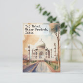 Taj Mahal, India Waterverf Reizen Briefkaart (Staand voorkant)