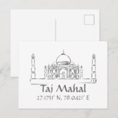Taj Mahal Latitude Longitude Briefkaart (Voorkant / Achterkant)