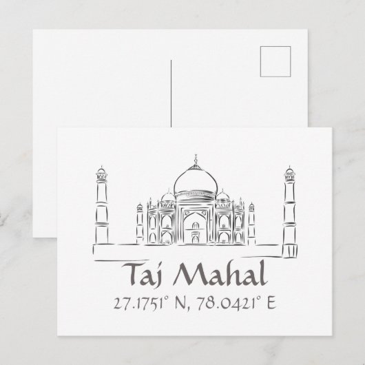 Taj Mahal Latitude Longitude Briefkaart (Voorkant / Achterkant)