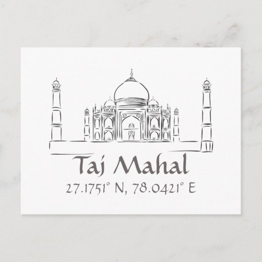 Taj Mahal Latitude Longitude Briefkaart (Voorkant)