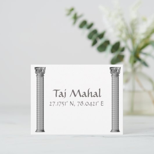 Taj Mahal Latitude Longitude Briefkaart (Staand voorkant)