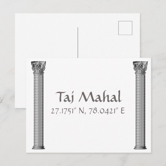 Taj Mahal Latitude Longitude Briefkaart (Voorkant / Achterkant)
