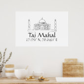 Taj Mahal Latitude Longitude Poster (Keuken)