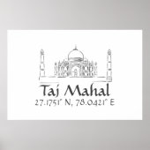 Taj Mahal Latitude Longitude Poster (Voorkant)