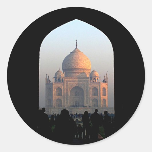 Taj Mahal Light van Dawn India Architecture Foto Ronde Sticker (Voorkant)