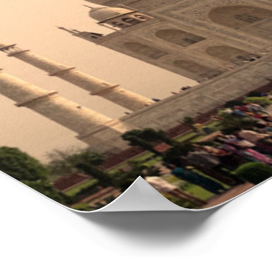 Taj Mahal met mensen Poster (Hoek)