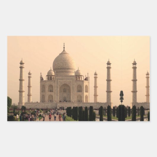 Taj Mahal met mensen Rechthoekige Sticker (Voorkant)