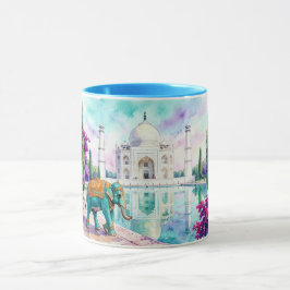 Taj Mahal & Olifant Waterverf Mok