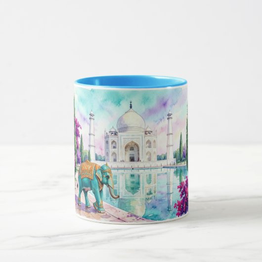 Taj Mahal & Olifant Waterverf Mok (Midden)