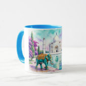 Taj Mahal & Olifant Waterverf Mok (Voorkant links)