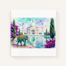 Taj Mahal & Olifant Waterverf Notitieboek