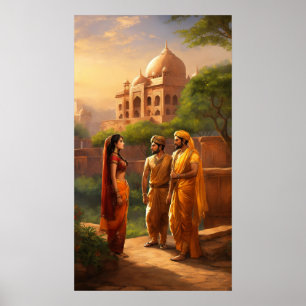 Taj Mahal Oud-Indisch Schilderij Poster