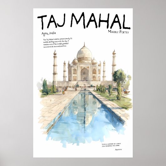 Taj Mahal Poster Agra India Landmark Marmer (Voorkant)
