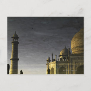 Taj Mahal reflecteert het water bij zonsopgang met Briefkaart