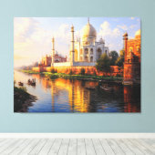 Taj Mahal-reflectie Canvas Afdruk (Insitu (Houten vloer))