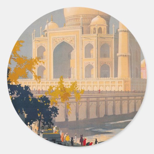 Taj Mahal Retro Reizen Poster Sticker (Voorkant)