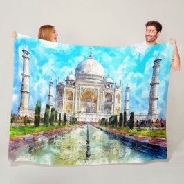 TAJ MAHAL SCHILDERIJ FLEECE DEKEN