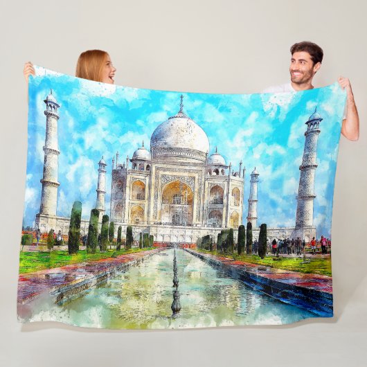 TAJ MAHAL SCHILDERIJ FLEECE DEKEN (In situ)