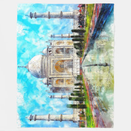 TAJ MAHAL SCHILDERIJ FLEECE DEKEN