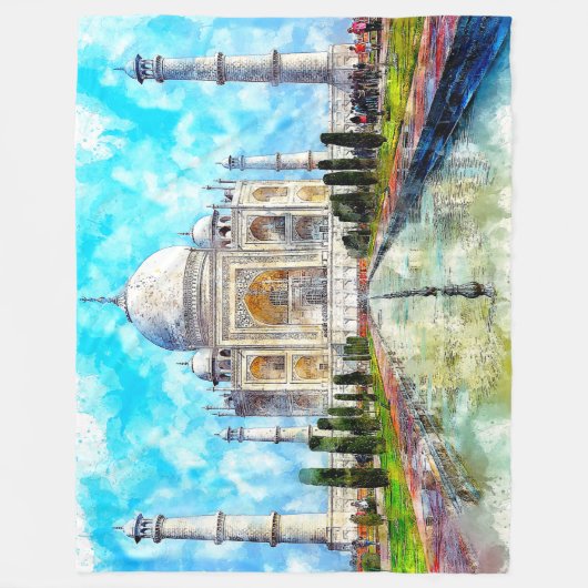 TAJ MAHAL SCHILDERIJ FLEECE DEKEN (Voorkant)