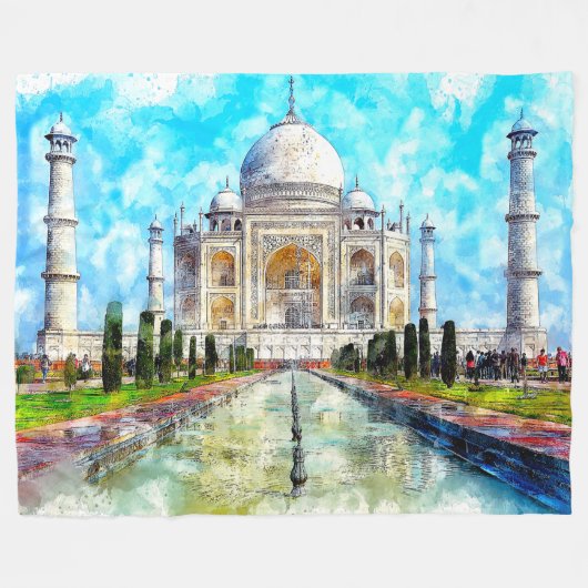 TAJ MAHAL SCHILDERIJ FLEECE DEKEN (Voorkant (Horizontaal))