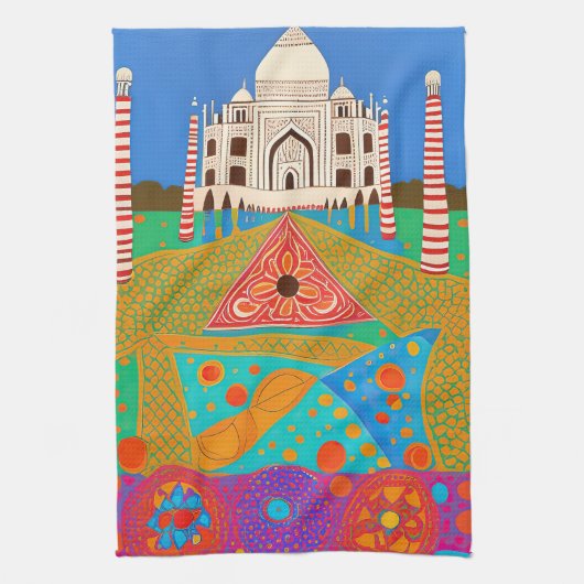 Taj Mahal schilderij Theedoek (Verticaal)