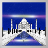 Taj Mahal Seven Wonders illustratie Poster (Voorkant)