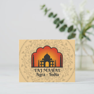 Taj Mahal Silhouette Floral Mandala Briefkaart