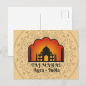 Taj Mahal Silhouette Floral Mandala Briefkaart (Voorkant / Achterkant)