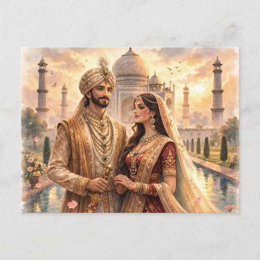 Taj Mahal Sonnenuntergang Briefkaart (Voorkant)