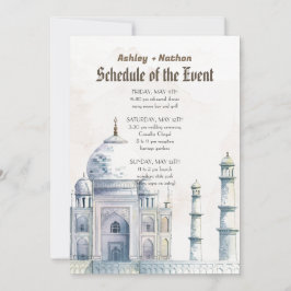 Taj Mahal Typologie Waterverf bruiloft Kaart