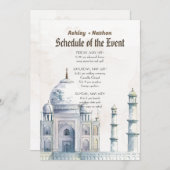 Taj Mahal Typologie Waterverf bruiloft Kaart (Voorkant / Achterkant)