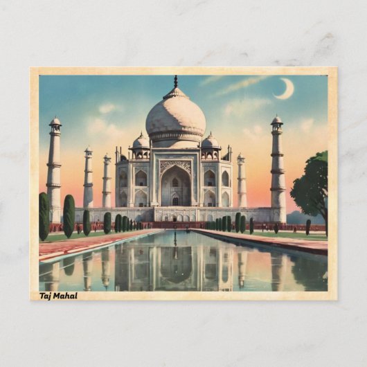 Taj Mahal Vintage Reizen Briefkaart (Voorkant)