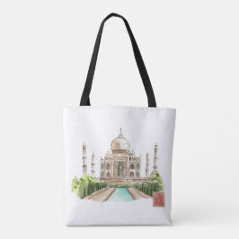 Taj Mahal Waterverf Art Print Iconische Indiase De Tote Bag