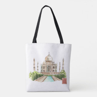Taj Mahal Waterverf Art Print Iconische Indiase De Tote Bag