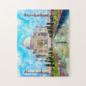 Taj Mahal Waterverf gekleurd Legpuzzel (Verticaal)