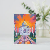Taj Mahal Waterverf Sunset India Reizen Briefkaart (Staand voorkant)