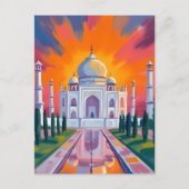 Taj Mahal Waterverf Sunset India Reizen Briefkaart (Voorkant)