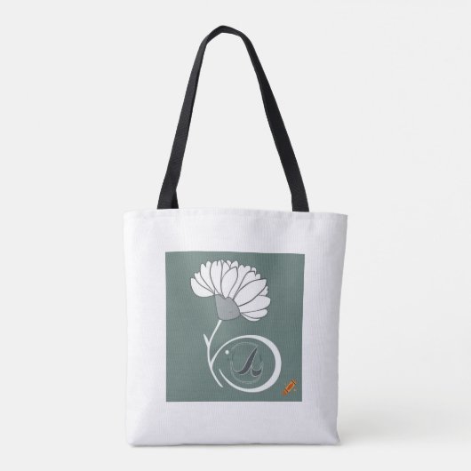 Tajitu Flower Stem Canvas tas: Minimalistische 'S' Tote Bag (Achterkant)