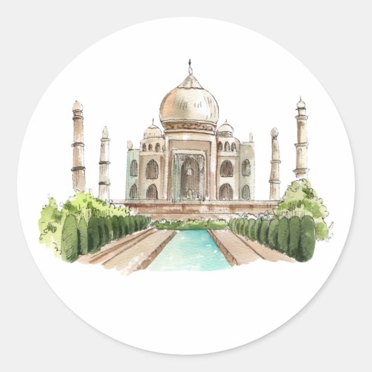 Tajmahal Ronde Sticker (Voorkant)