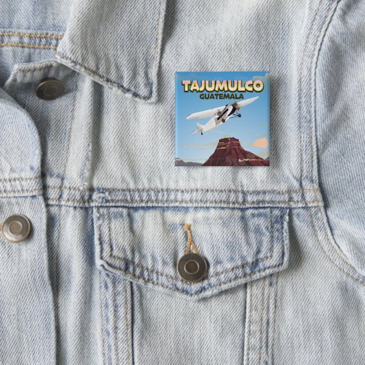 Tajumulco Guatemala Vierkante Button 5,1 Cm (In situ)