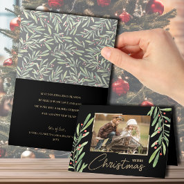 Tak en bessen Gevouwen Kerstmis Foto Feestdagen Kaart