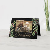 Tak en bessen Gevouwen Kerstmis Foto Feestdagen Kaart (Voorkant)