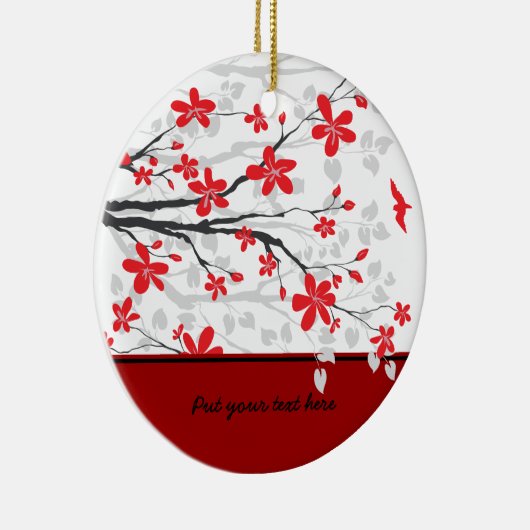 Tak en bloemen van magnolia aangepaste versiering keramisch ornament (Rechts)