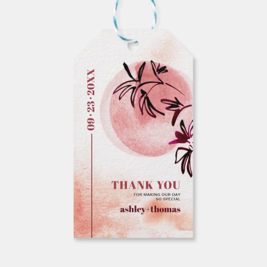 Tak en maan Japandi Dank u bruiloft Cadeaulabel (Achterkant)