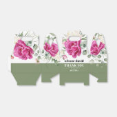 Tak, groen roze rozen typografie bruiloft bedankdoosjes (Uitgevouwen)