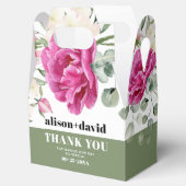 Tak, groen roze rozen typografie bruiloft bedankdoosjes (Geopend)